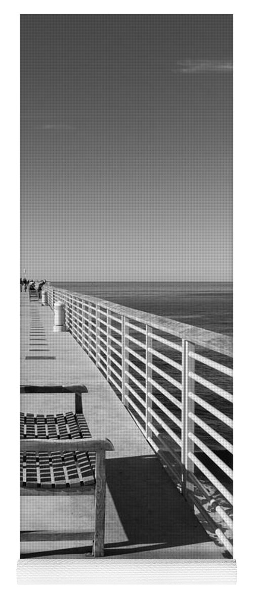 Pier Yoga Mat featuring the photograph Hermosa Beach Seat by Ana V Ramirez