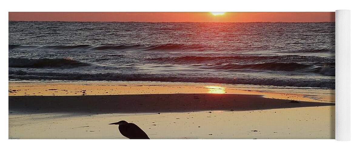 Alabama Photographer Yoga Mat featuring the digital art Heron Watching Sunrise by Michael Thomas