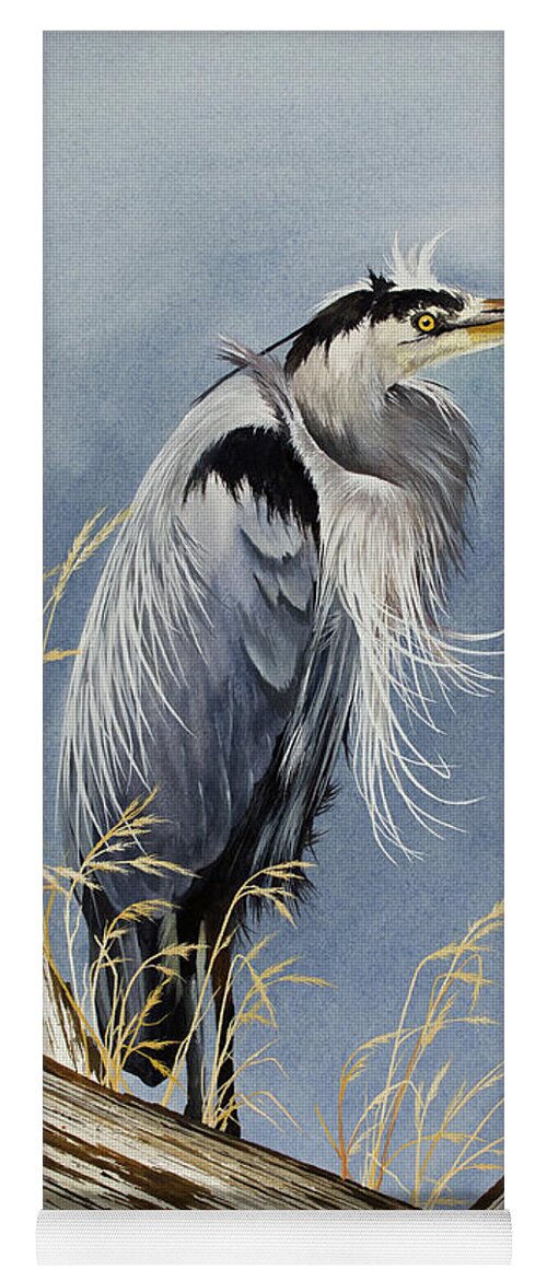 Heron Yoga Mat featuring the painting Herons Windswept Shore by James Williamson