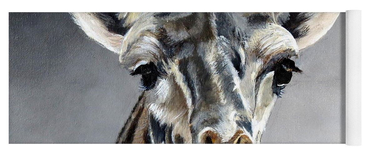 Giraffe Yoga Mat featuring the painting Hi Wire Taster by Marilyn McNish
