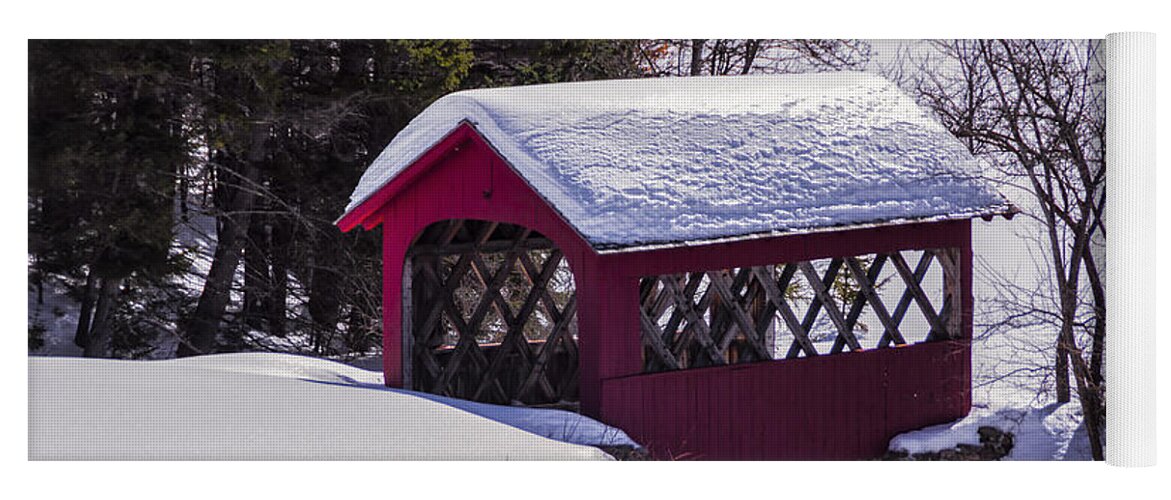 High Mowing Farm Covered Bridge Yoga Mat featuring the photograph High Mowing Farm Covered Bridge by Scenic Vermont Photography