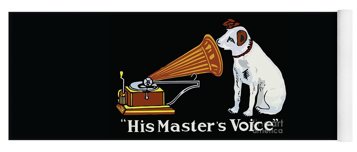  Graphic Yoga Mat featuring the drawing His Master's Voice Nipper the Dog by Heidi De Leeuw