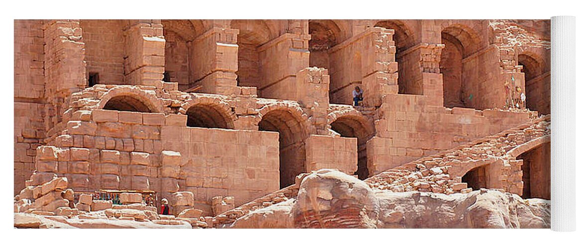 Petra Yoga Mat featuring the photograph Historic Ruins In Petra by David Birchall