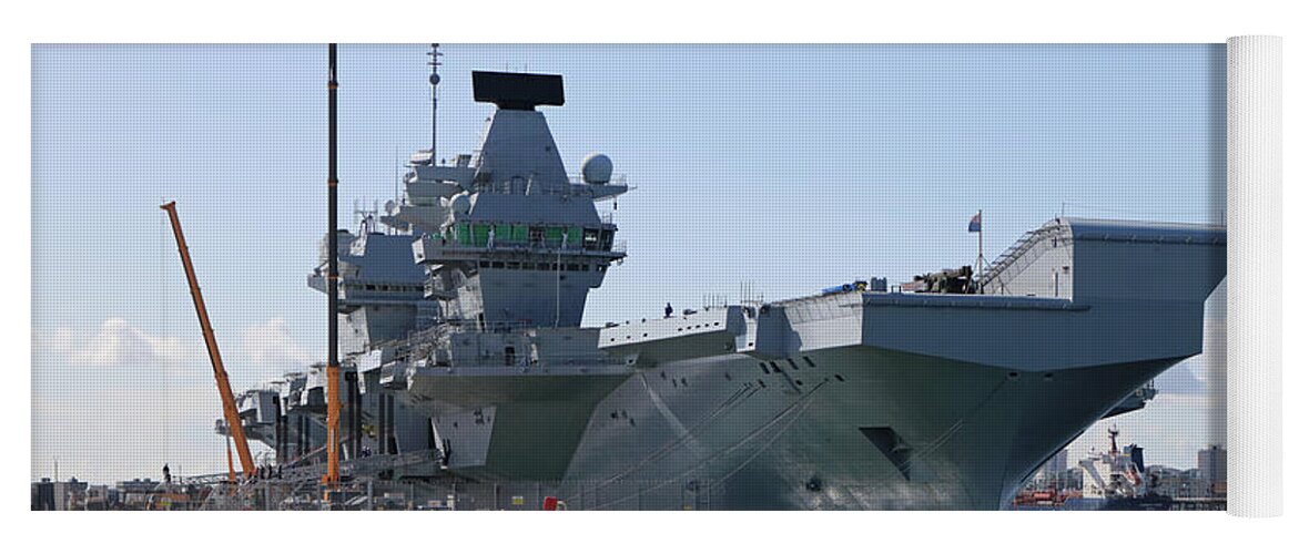 Hms Queen Elizabeth At Portmouth Harbour Yoga Mat featuring the photograph HMS Queen Elizabeth Aircraft Carrier at Portmouth Harbour by Julia Gavin