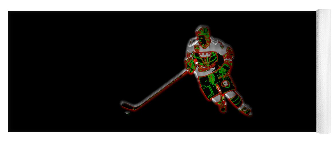 Hockey Yoga Mat featuring the digital art Hockey Player by Piotr Dulski
