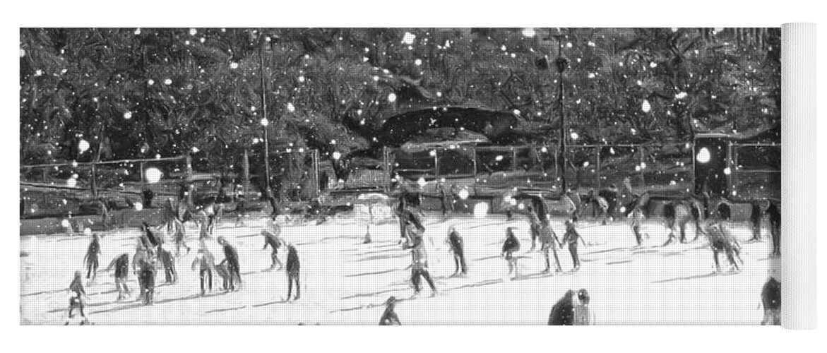 New York Central Park Yoga Mat featuring the digital art Holiday Skaters by Russel Considine