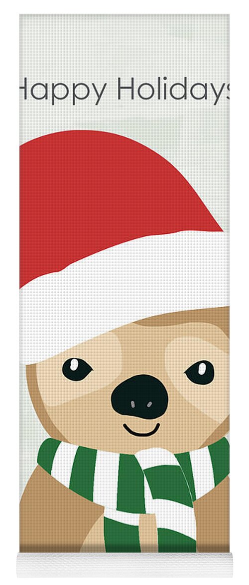 Sloth Yoga Mat featuring the digital art Holiday Sloth- Design by Linda Woods by Linda Woods