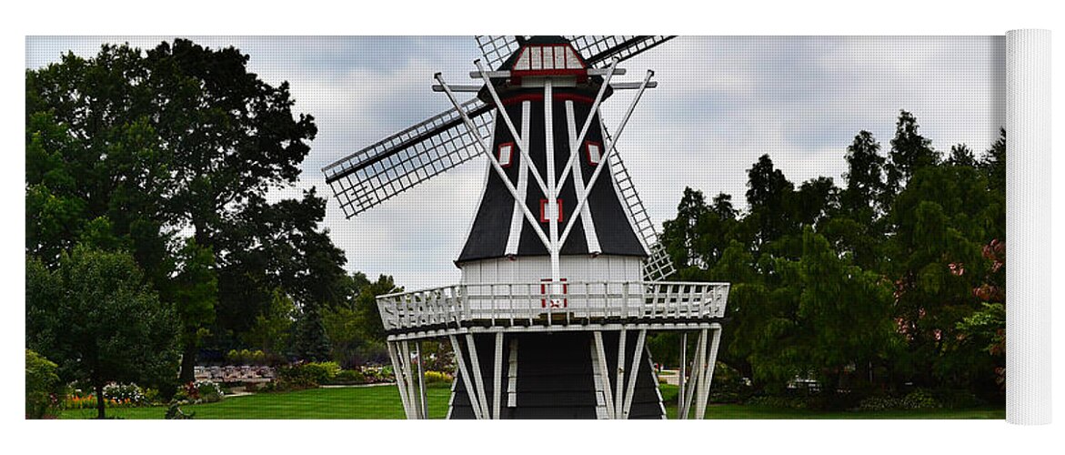 Windmill Yoga Mat featuring the photograph Holland Grey Windmill by Amy Lucid