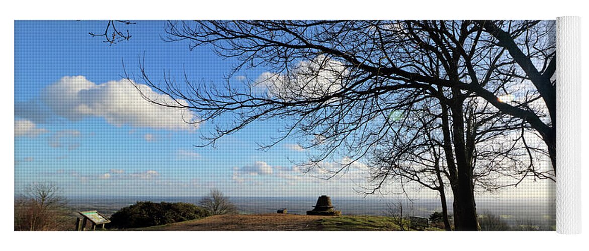 The Winter Sunshine Viewpoint On Holmbury Hill With The Surrey Countryside Beyond English British Hills Yoga Mat featuring the photograph Holmbury Hill Surrey UK by Julia Gavin