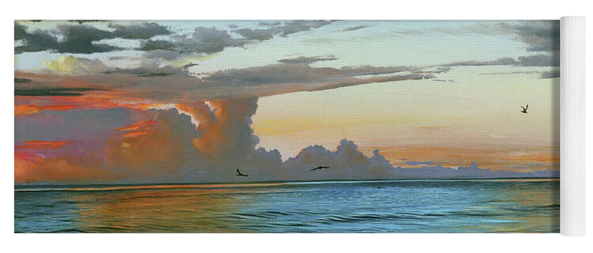 Sunset Yoga Mat featuring the painting Holmes Beach by Mike Brown