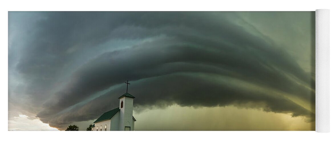 Shelf Cloud Yoga Mat featuring the photograph HOLY Supercell by Aaron J Groen