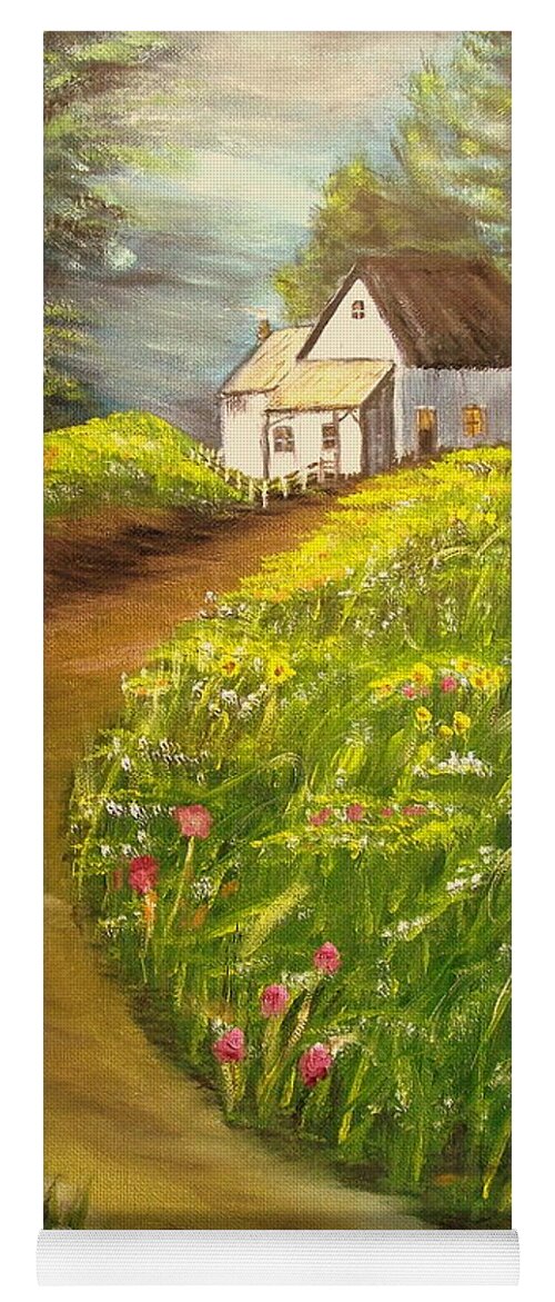 Landscape Yoga Mat featuring the painting Home in Springtime by Kenneth LePoidevin