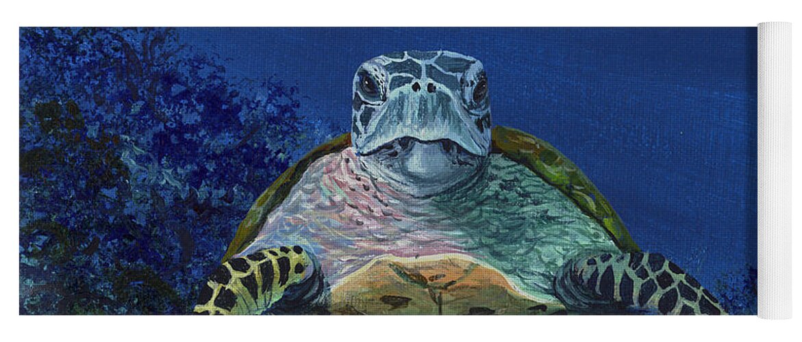 Hawaiian Green Sea Turtle Yoga Mat featuring the painting Home Of The Honu by Darice Machel McGuire