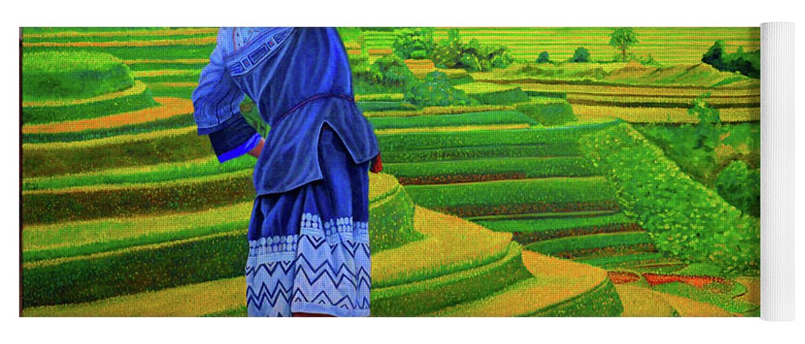 Rice Terraces Yoga Mat featuring the painting Home by Thu Nguyen
