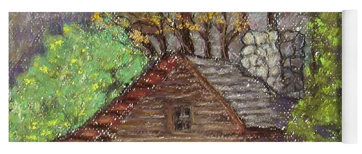 Log Yoga Mat featuring the painting Homestead by Laurie Morgan