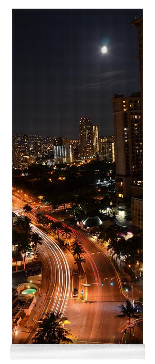 Hawaii Yoga Mat featuring the photograph Honolulu at Night 2 by Amy Fose