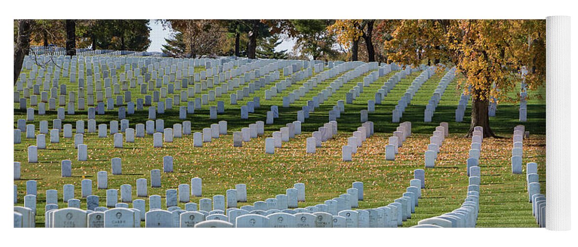 Jefferson Barracks National Cemetery Yoga Mat featuring the photograph Honoring Americans by Holly Ross