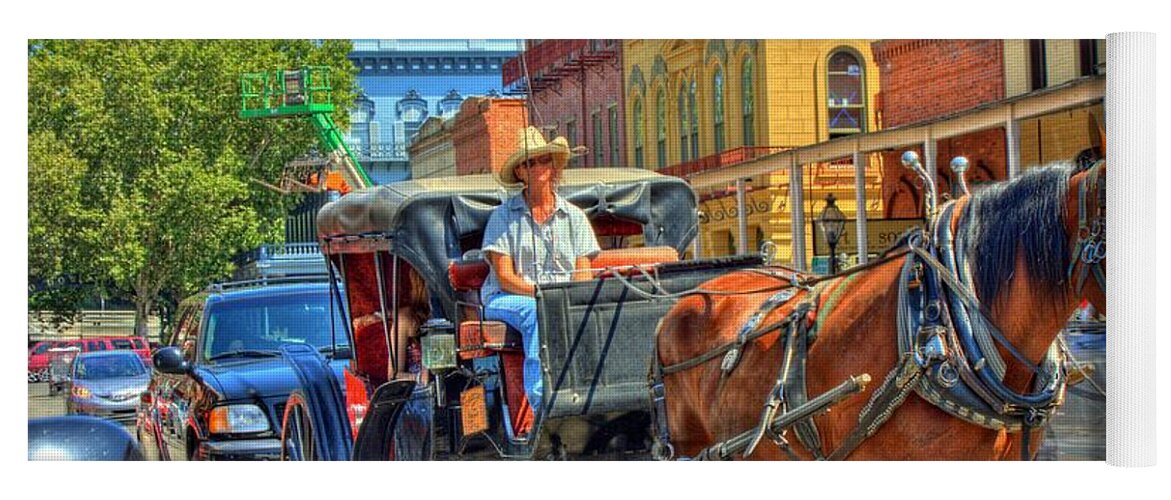 Hdr Yoga Mat featuring the photograph Horse Drawn Carriage Ride by Randy Wehner