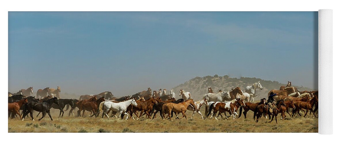 Horses Yoga Mat featuring the photograph Horse Drive by Pamela Steege