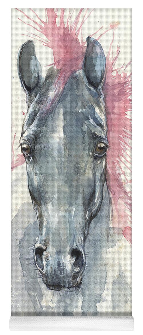 Horse Yoga Mat featuring the painting Horse portrait 2017 07 26 by Ang El
