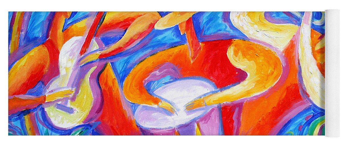 Jazz Paintings Yoga Mat featuring the painting Hot Latin Jazz by Leon Zernitsky