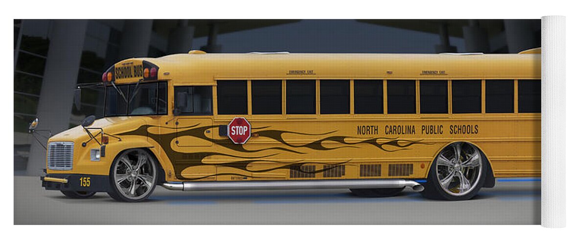 Hot Rod Yoga Mat featuring the photograph Hot Rod School Bus by Mike McGlothlen
