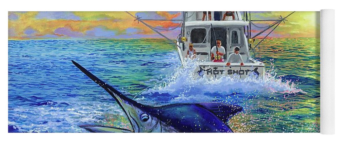 Marlin Yoga Mat featuring the painting Hot Shot Marlin by Carey Chen