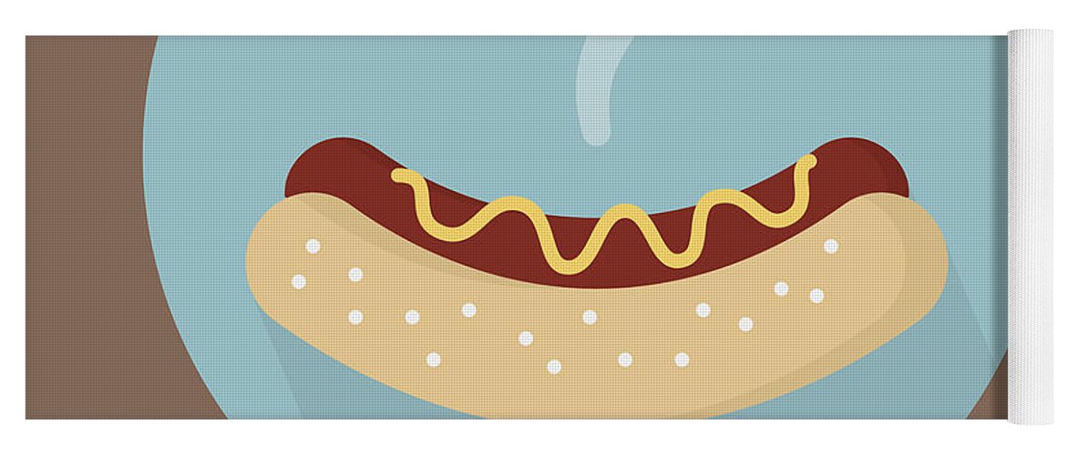 Hotdog Yoga Mat featuring the painting Hotdog Poster Print - Let Me Be Frank by Beautify My Walls