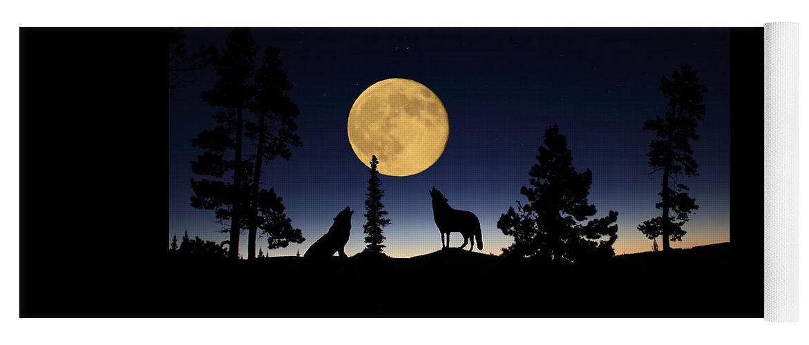 Carnivore Yoga Mat featuring the photograph Howling at the Moon by Shane Bechler