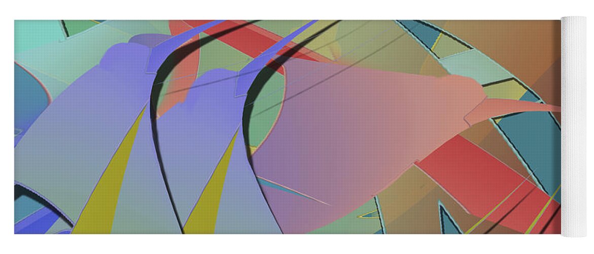Abstract Yoga Mat featuring the digital art Hummingbird Convention by Jacqueline Shuler