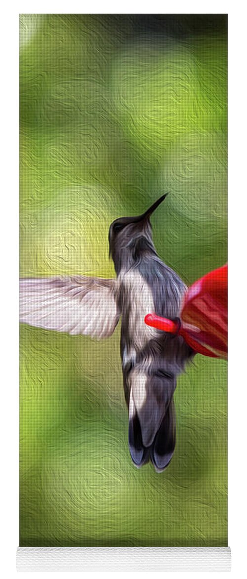  Yoga Mat featuring the digital art Humming Bird 2 Digital Oil by Birdly Canada