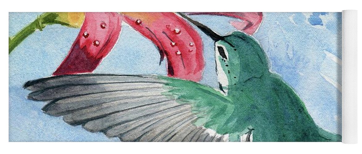 Hummingbird Yoga Mat featuring the painting Hummingbird by Melly Terpening