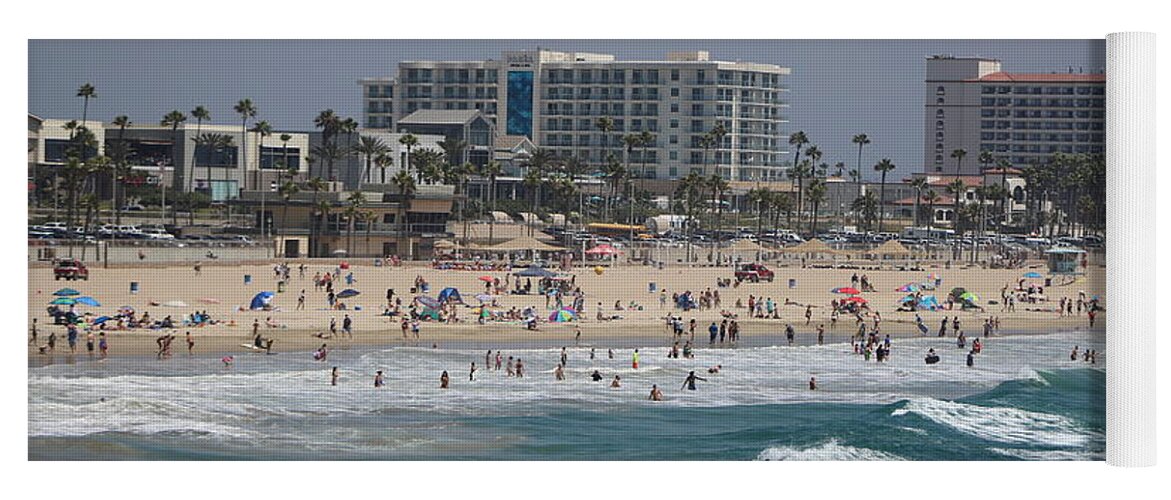 Beach Scene Yoga Mat featuring the photograph Huntington Beach Scene Summer 2017 by Colleen Cornelius