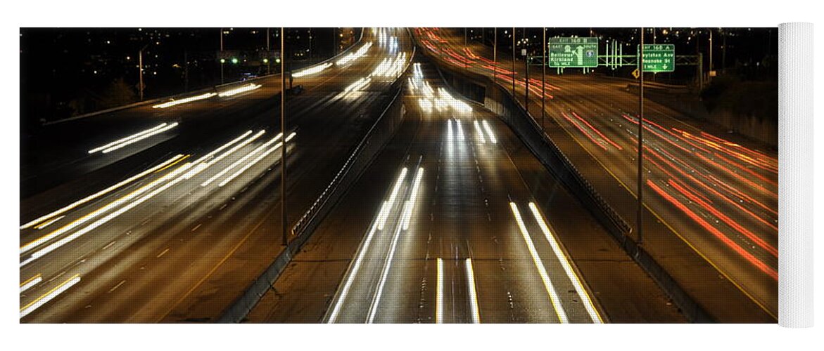 Night Yoga Mat featuring the photograph I-5 at Night by Pelo Blanco Photo
