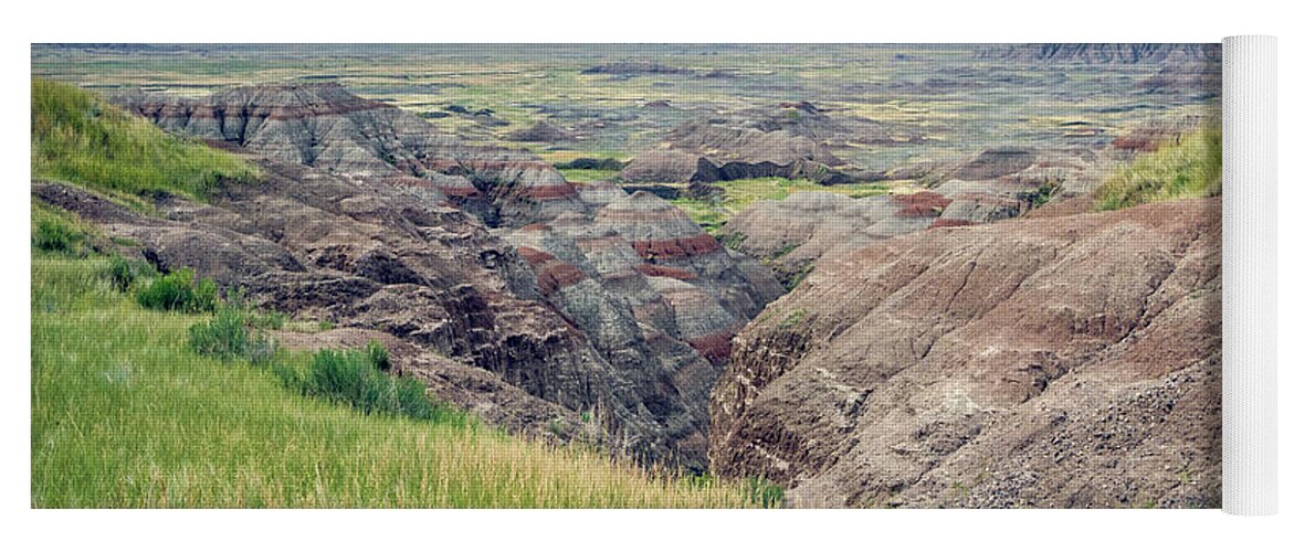 Badlands Yoga Mat featuring the photograph I Can See For Miles by Karen Jorstad