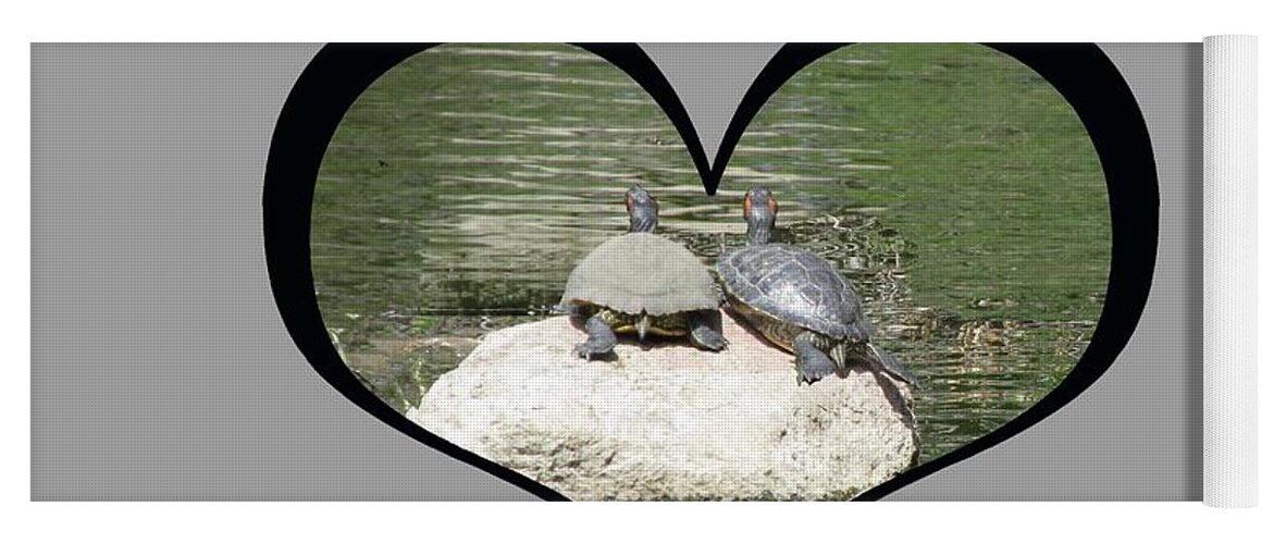 Love Yoga Mat featuring the digital art I Chose Love With Two Turtles Snuggling by Julia L Wright