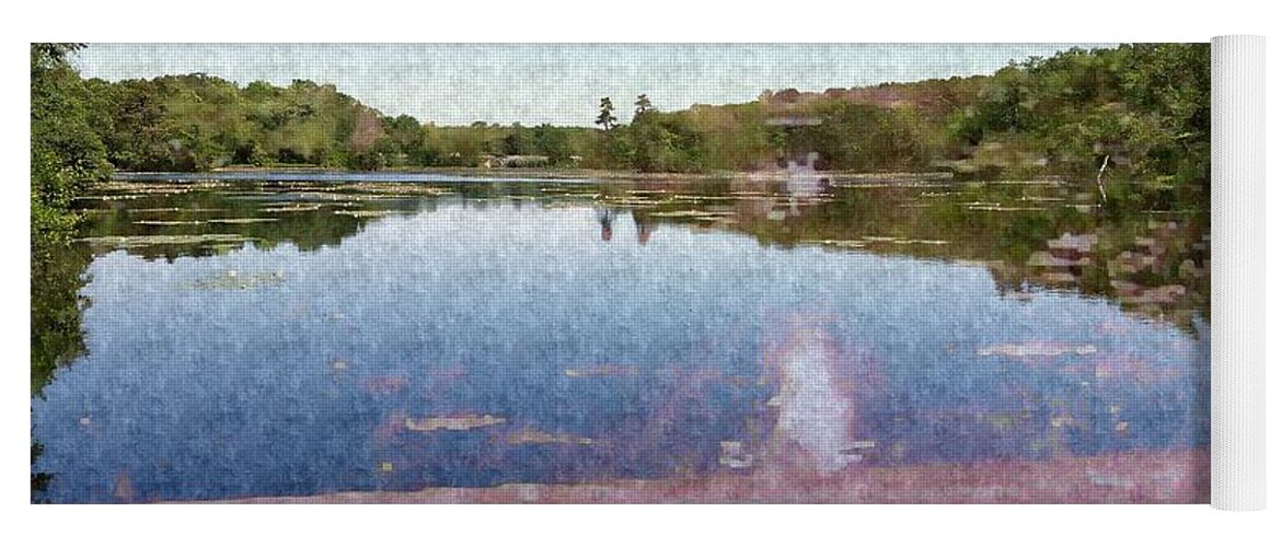 Lake Yoga Mat featuring the mixed media I dreamed of a Lake by Stacie Siemsen