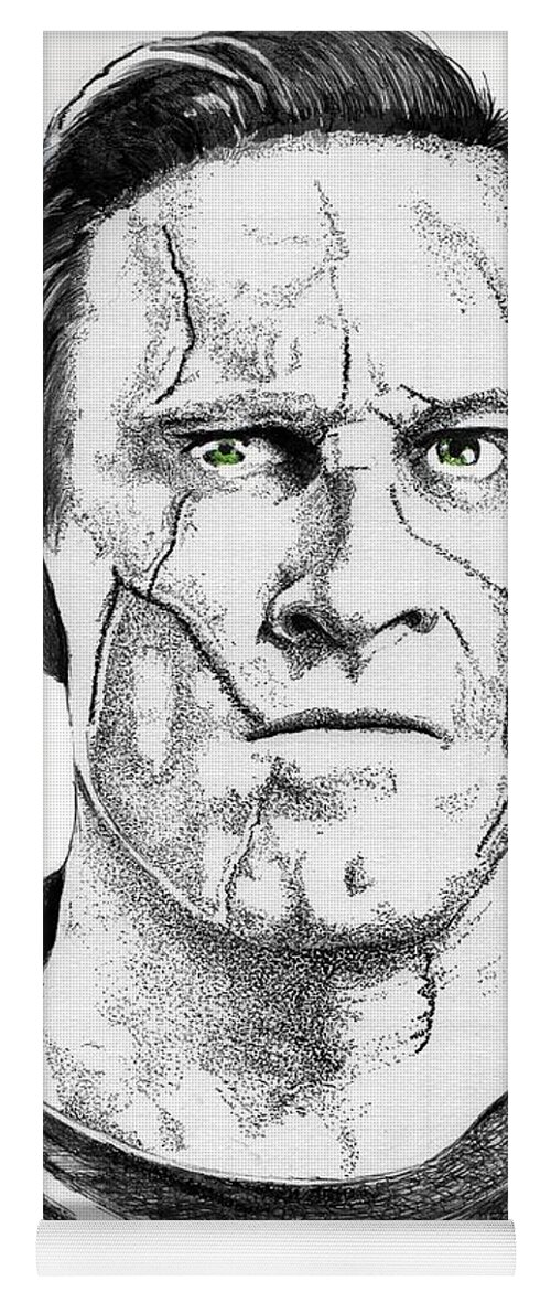 Frankenstein Yoga Mat featuring the drawing I Frankenstein by Bill Richards