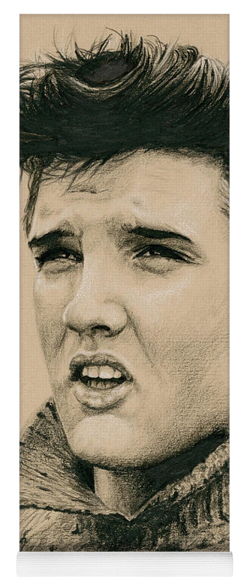 Elvis Yoga Mat featuring the drawing I want to be free by Rob De Vries