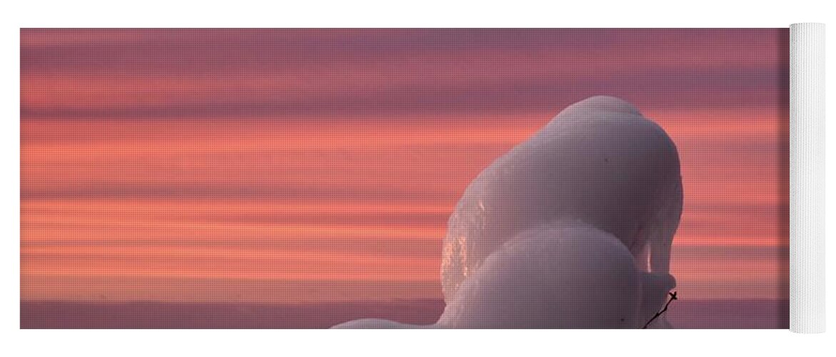 Lake Superior Yoga Mat featuring the photograph Ice Sculture at Sunrise by Hella Buchheim