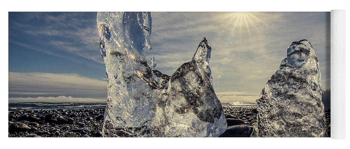 Iceland Yoga Mat featuring the photograph Iceberg Fingers catching the sun by Rikk Flohr