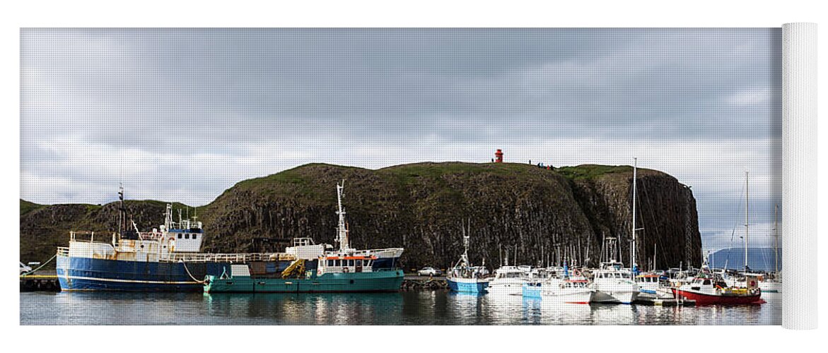 Coastline Yoga Mat featuring the photograph Iceland fisherman harbor by Didier Marti