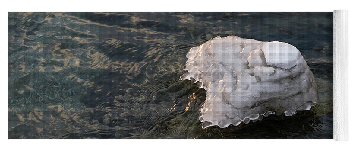 Icy Island Yoga Mat featuring the photograph Icy Island - Drifting Solo on Silky Grays by Georgia Mizuleva
