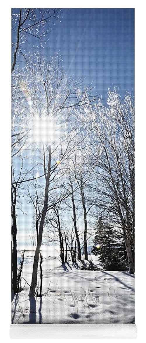 Photography Yoga Mat featuring the photograph Icy Sunburst by Larry Ricker