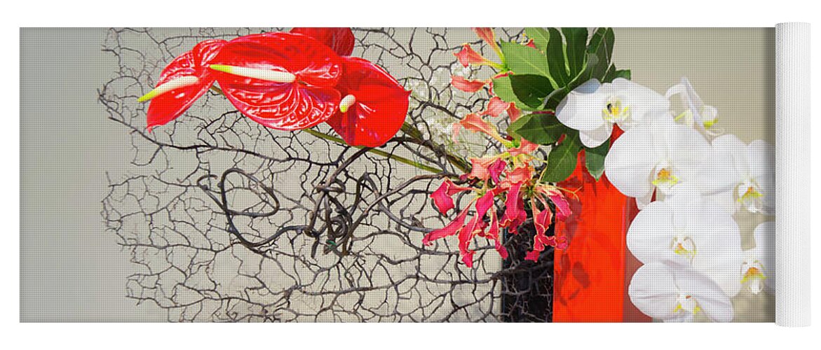 Gloriosa Lily Yoga Mat featuring the photograph Ikebana composition by Yoko Sprague by Agnes Caruso