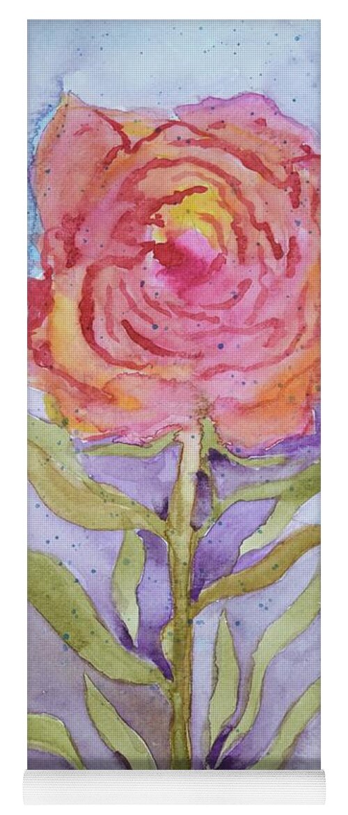 Barrieloustark Yoga Mat featuring the painting Imperfect Rose by Barrie Stark