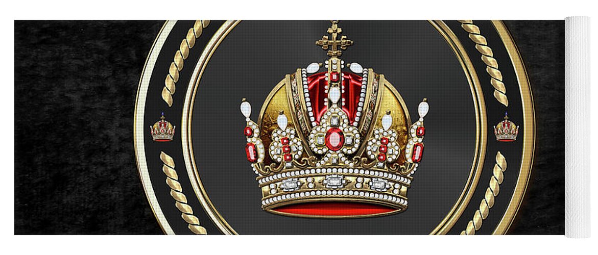'royal Collection' By Serge Averbukh Yoga Mat featuring the digital art Imperial Crown of Austria over Black Velvet by Serge Averbukh