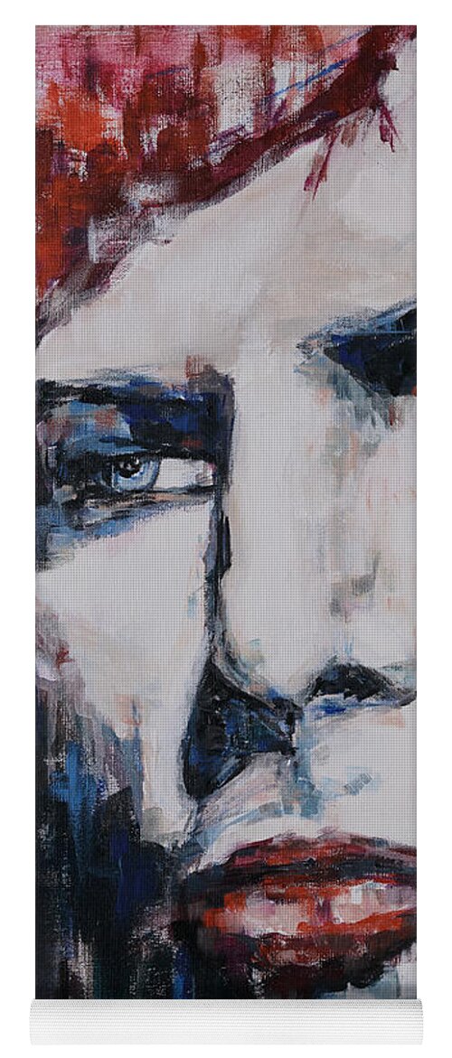 Bowie Yoga Mat featuring the painting Impression Under Pressure by Christel Roelandt