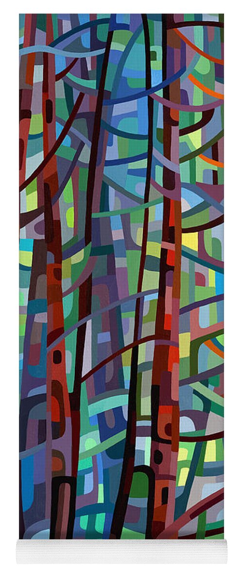 Abstract Yoga Mat featuring the painting In a Pine Forest by Mandy Budan