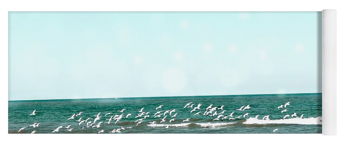 Lake Michigan Yoga Mat featuring the photograph In Flight by Mary Pille